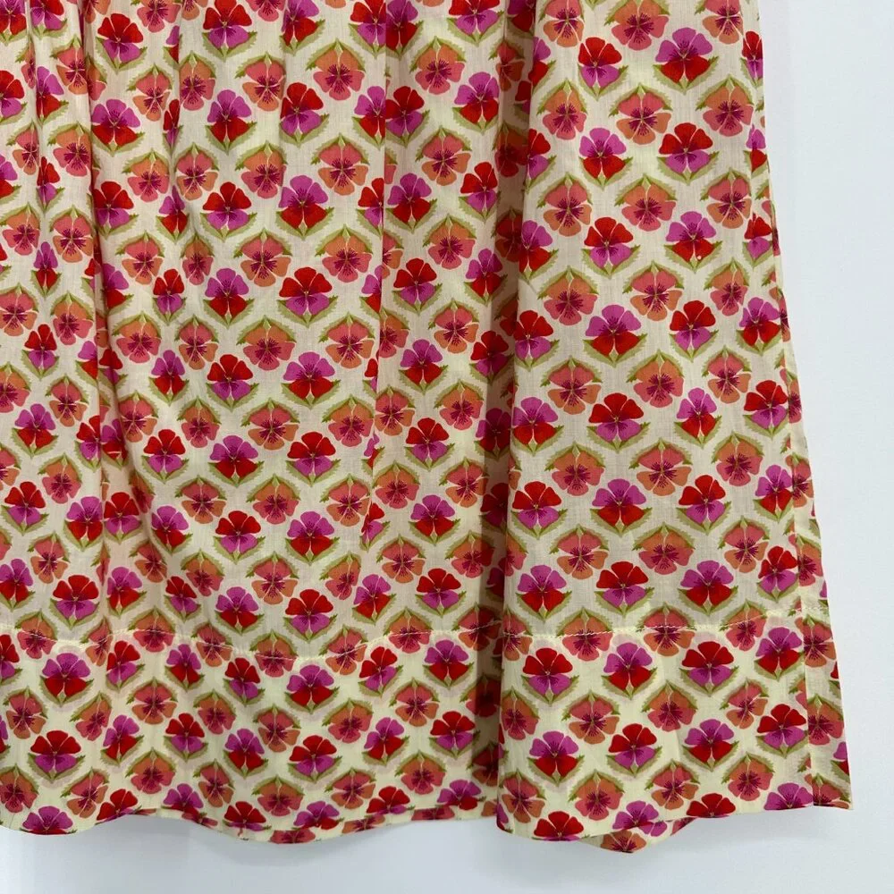 J. Crew Floral Skirt 0 Tropical Summer Full Flare Cotton Pink‎ Orange Vintage